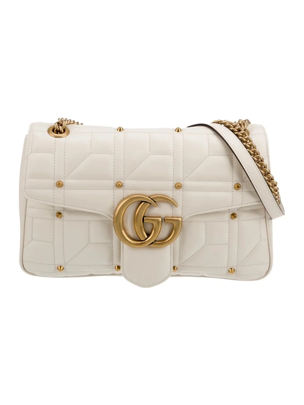 Gucci Cream Quilted Shoulder Bag with Gold Double G
